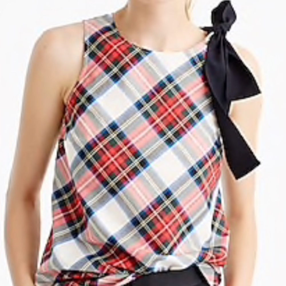 J-crew Bow Plaid Tank Top